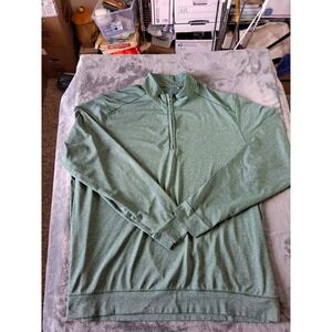 Cutter & Buck Mens XXL‎ Green DryTec Quarter Zip Pullover Golf Shirt Stripe